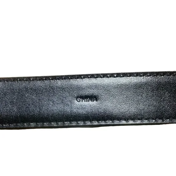 Etienne‎ Aigner Leather Logo Rectangular Buckle Belt Women Medium Black Cowhide - Picture 5 of 6